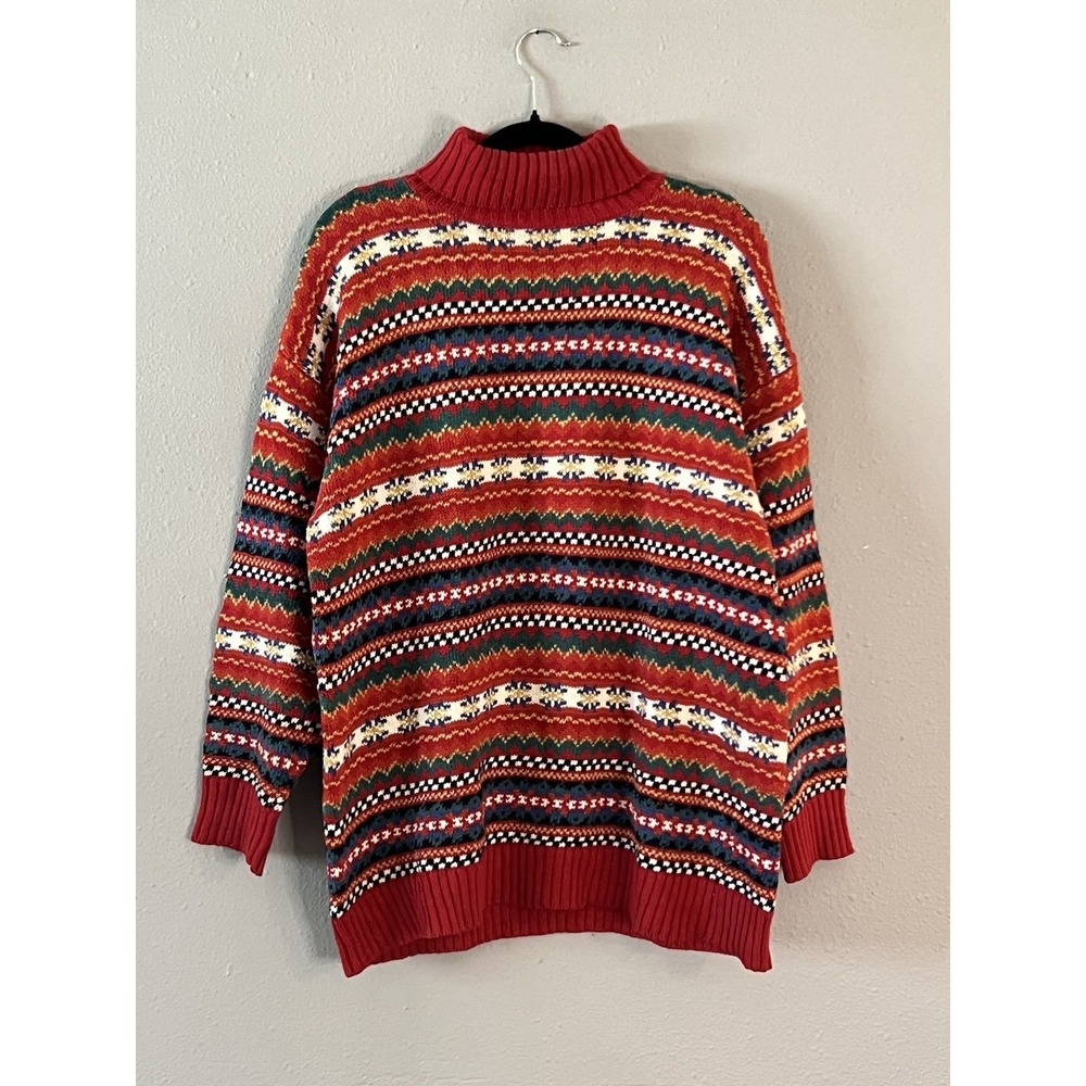 Vintage Crazy Horse Liz Claiborne Fair Isle Turtleneck Sweater Mens M Hong Kong
